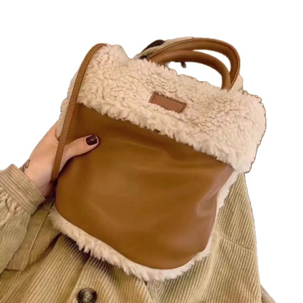 Torba tipa kantu od vunenog filca, stil Water Bucket Bag, otvoreni gornji dio, PU podstava, unutarnje džepovi za telefon i dokumente
