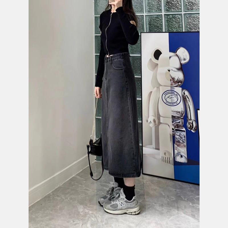 Дънена пола А-линия, средна дължина, 95% памук, Зима 2023