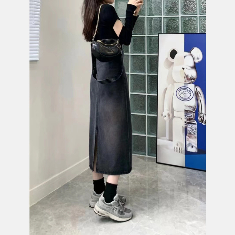 Дънена пола А-линия, средна дължина, 95% памук, Зима 2023