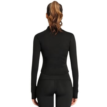 Hypersports γυναικείο τοπ προπόνησης με φερμουάρ για τρέξιμο και γιόγκα, ύφασμα νάιλον/νάιλον, επένδυση σπαντέξ 12%, για όλες τις εποχές