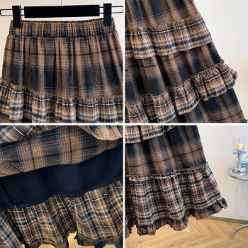 А-образна миди пола с каре модел, вълнена тъкан с полиестер и еластан, триизмерен крой, литературно ретро стил, средна дължина