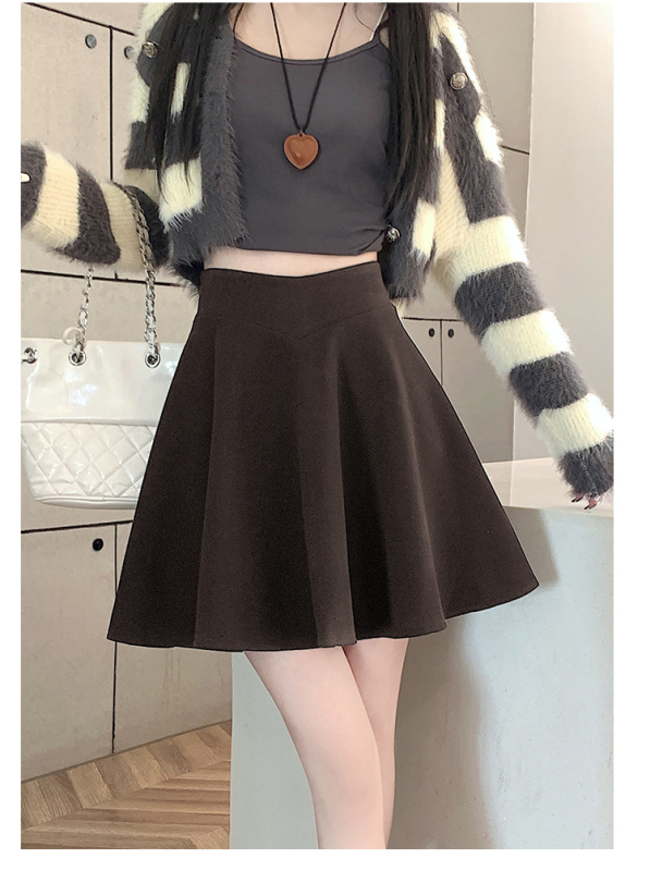 Пола от вълнена материя, висока талия, А-линия, къса, 50–70% вълна