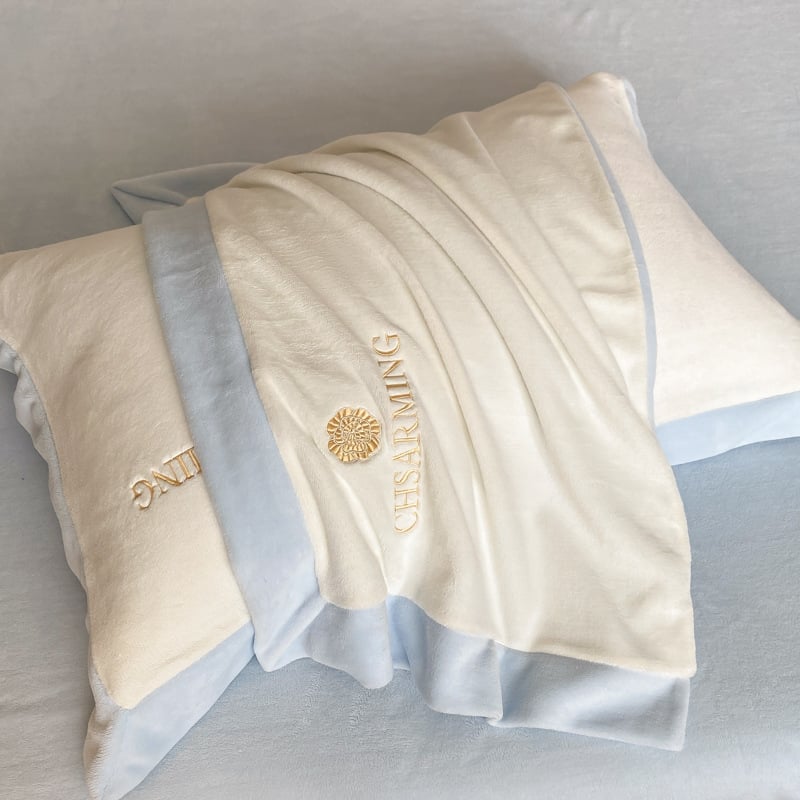 Set de pat din milk velvet cu broderie, patru piese, stil modern minimalist, moale și cald, prietenos cu pielea