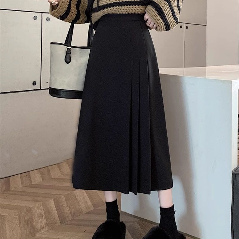 A-linijska plisirana suknja od chenilla sa zipom, skupljanje i 3D ukrasom, srednje dugačka duljina, 50-70% Spandex