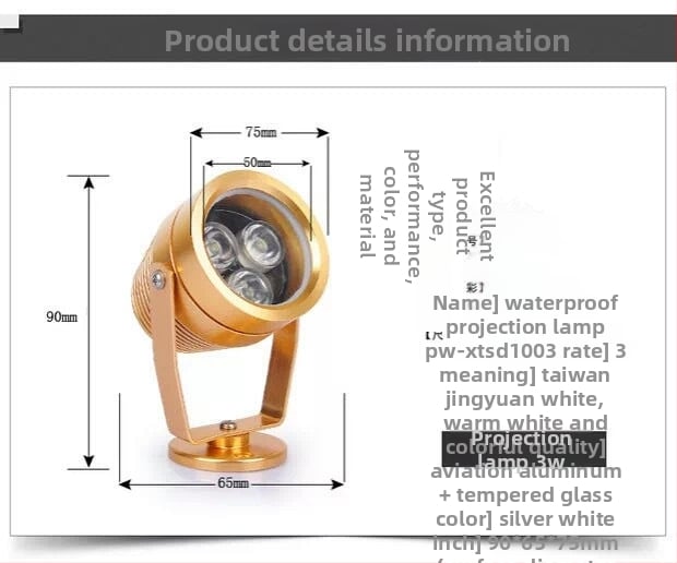 Υποβρύχιο προβολικό φως, IP68 αδιάβροχο, 3W ισχύς, 220V τροφοδοσία, μοντέλο YQT-046