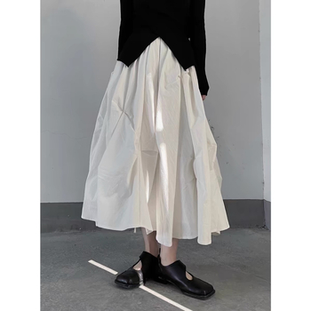 Nepravilna midi suknja s plisiranom teksturom, japansko-korejski casual stil, proljeće 2024