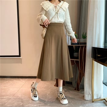 Női A-vonalú midi szoknya, poliészter 95%+, kollázs/varrás feldolgozás, tavasz 2023, városi mindennapi stílus