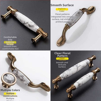 Mâner pentru dulap MDB-202 | Material: aliaj de zinc și ceramică | Utilizare: dulapuri, uși, sertare | Finisaj: Altul