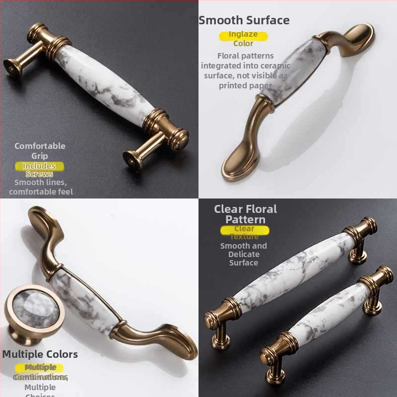 Mâner pentru dulap MDB-202 | Material: aliaj de zinc și ceramică | Utilizare: dulapuri, uși, sertare | Finisaj: Altul