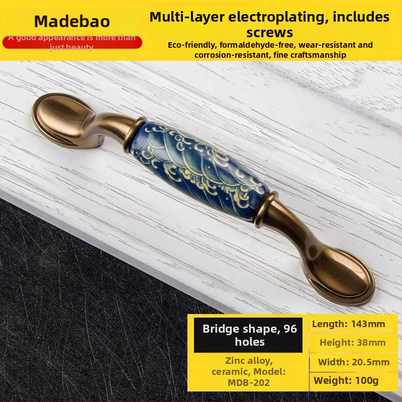 Mâner pentru dulap MDB-202 | Material: aliaj de zinc și ceramică | Utilizare: dulapuri, uși, sertare | Finisaj: Altul