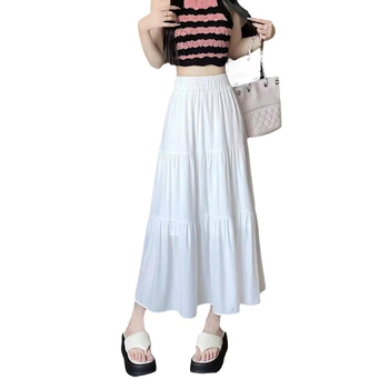 A-linijska midi suknja, visokim pojasom, korejski stil, poliesterska smjesa, mikroelastičnost