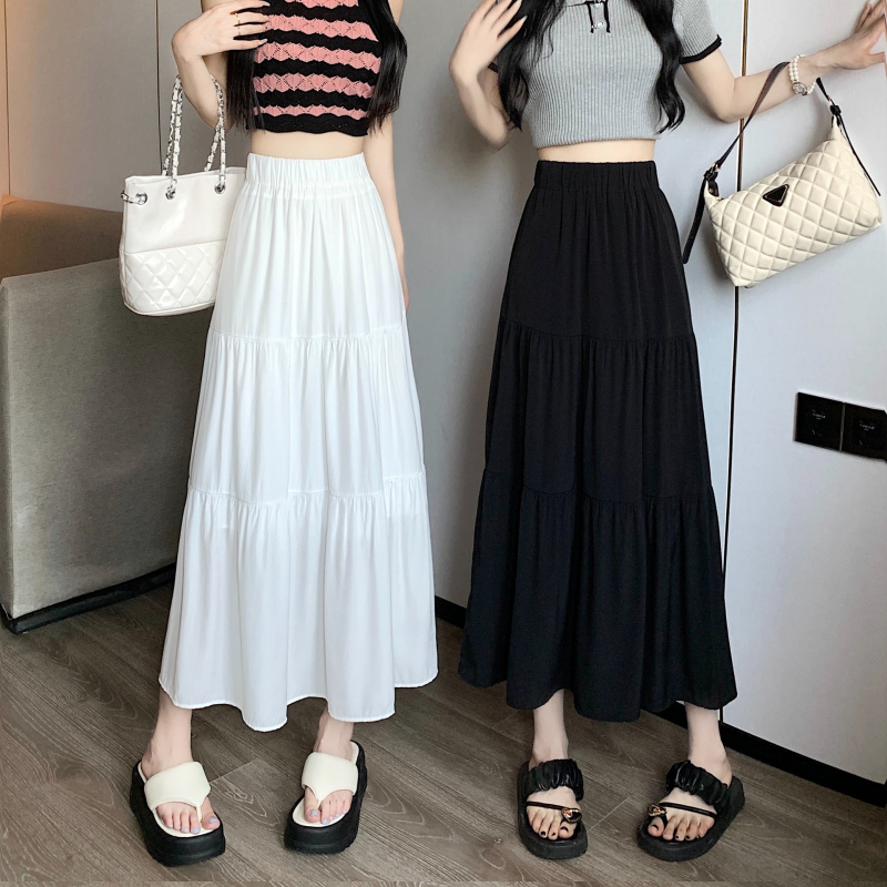 A-linijska midi suknja, visokim pojasom, korejski stil, poliesterska smjesa, mikroelastičnost