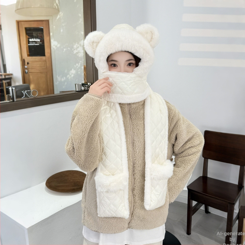 Σετ καπέλο-φουλάρι δύο τεμαχίων, ανεμοπροστασία και ζεστασιά, πολυεστέρας, unisex για ενήλικες, βαμμένο με τεχνική tie-dye, για χειμώνα, άνοιξη και φθινόπωρο