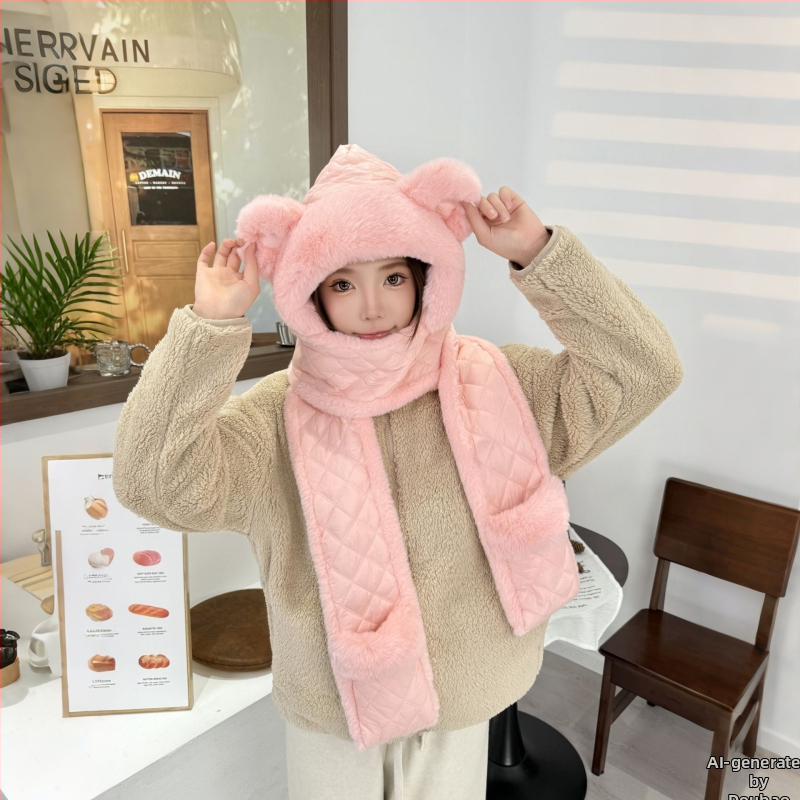 Σετ καπέλο-φουλάρι δύο τεμαχίων, ανεμοπροστασία και ζεστασιά, πολυεστέρας, unisex για ενήλικες, βαμμένο με τεχνική tie-dye, για χειμώνα, άνοιξη και φθινόπωρο