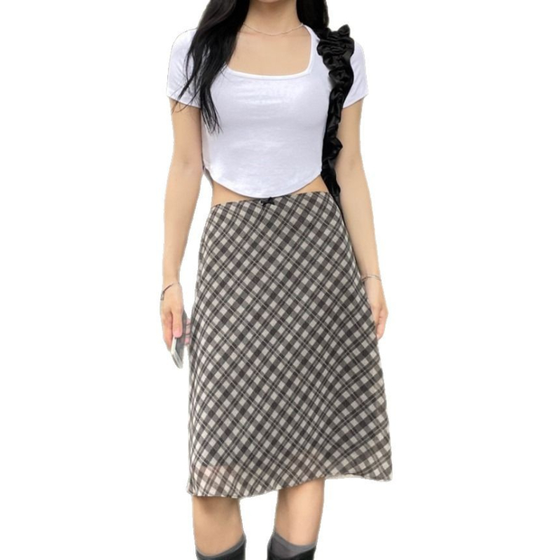 Suknja tipa A, srednja duljina, poliester s elastanom, tkana, retro stil