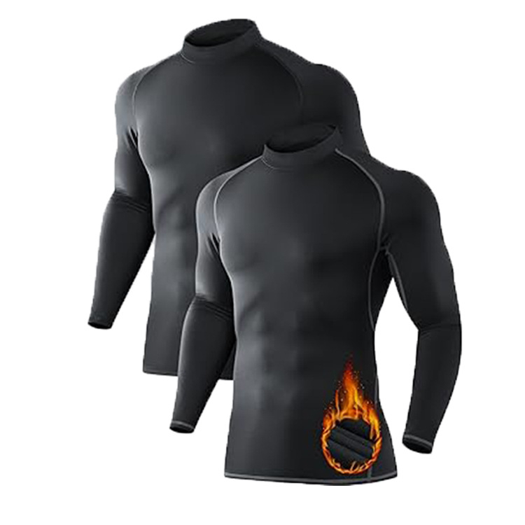 Ανδρικό slim-fit αθλητικό τοπ με μακρύ μανίκι, φλις επένδυση, ζεστό και γρήγορο στέγνωμα, ύφασμα Milk Silk, εξωτερικά 85% πολυεστέρας