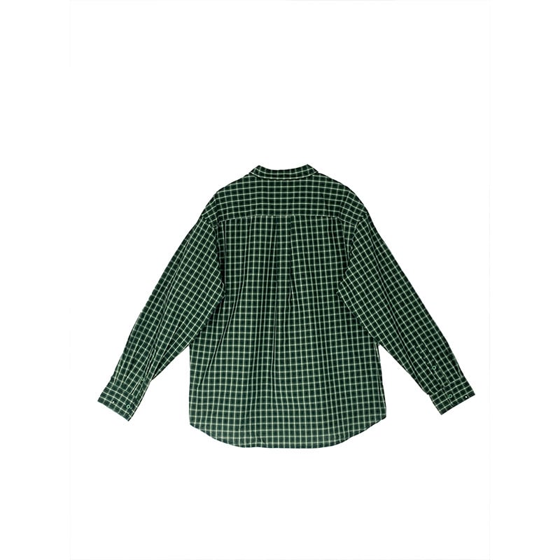 Cămașă damă în stil american retro cu carouri două nuanțe, guler Lapel, țesătură din bumbac yarn-dyed, mâneci lungi, croială lejeră