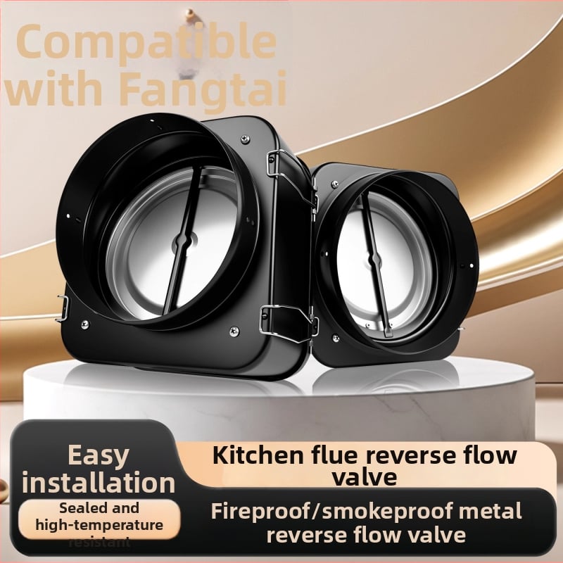 Fotile-compatible μονόδρομη βαλβίδα ελέγχου καπνού για κουζίνα, πυροπροστατευτική, από ανθρακούχο χάλυβα, ελαφρύς πολυτελής σχεδιασμός