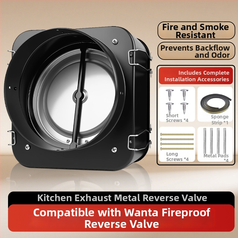 Fotile-compatible μονόδρομη βαλβίδα ελέγχου καπνού για κουζίνα, πυροπροστατευτική, από ανθρακούχο χάλυβα, ελαφρύς πολυτελής σχεδιασμός