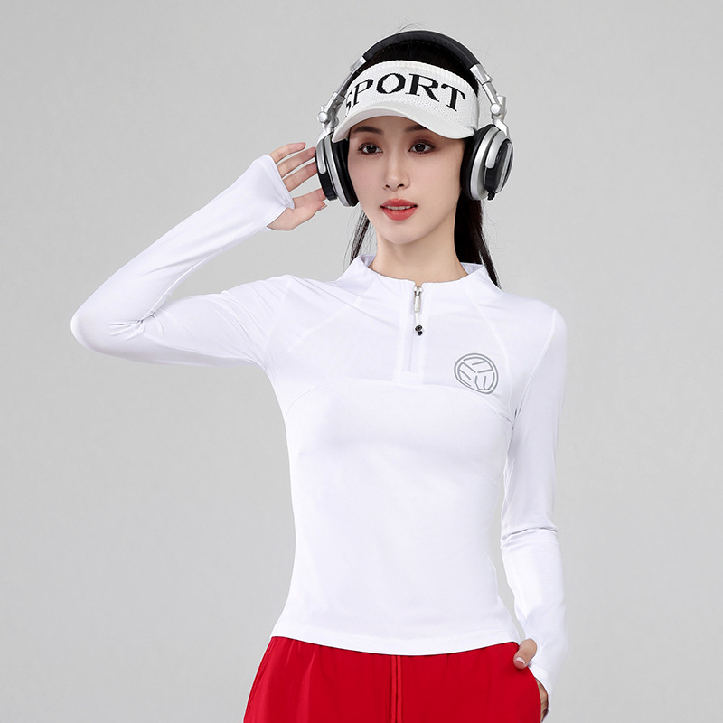 Γυναικείο αθλητικό τοπ με σταθερό γιακά, Milk Silk ύφασμα, 92% πολυεστέρας, 8% σπάντεξ, για τρέξιμο, γυμναστική και χορό (2024)