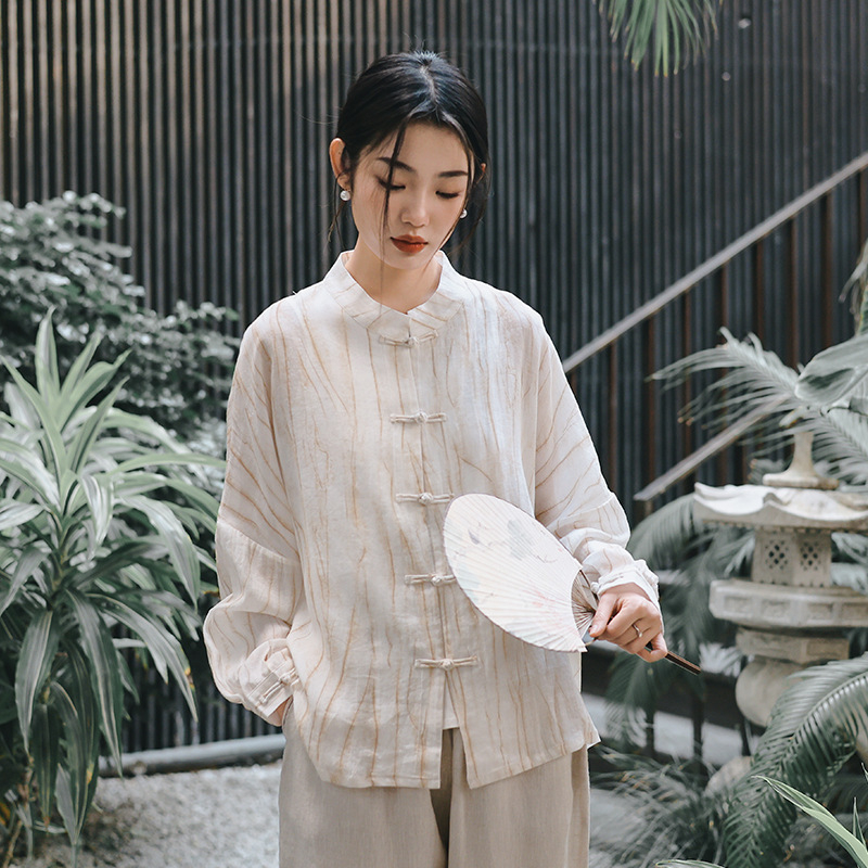 Női Ramie-Tencel kardigán felső, laza szabás, hosszú ujjú, absztrakt mintázat, UPF50+ napvédelem, hossz 50-65 cm, anyagösszetétel: Ramie 50-70% + Tencel 30-50%, Nyár 2025