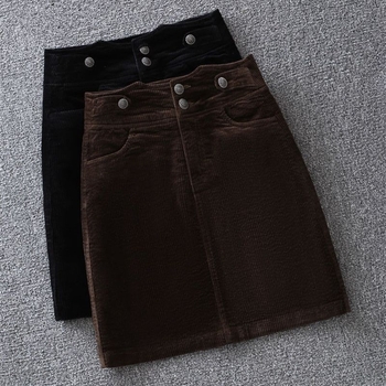 Corduroy szoknya nőknek – magas derekú, A-vonal, rövid, őszi-téli mindennapi stílus