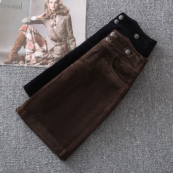 Corduroy szoknya nőknek – magas derekú, A-vonal, rövid, őszi-téli mindennapi stílus