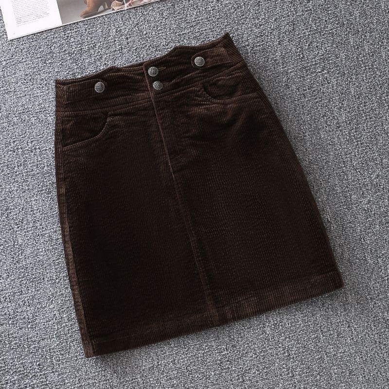 Corduroy szoknya nőknek – magas derekú, A-vonal, rövid, őszi-téli mindennapi stílus