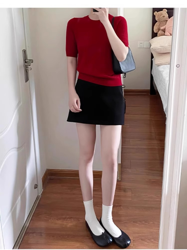 Пола A-линия за жени в сиво, офис стил, висока талия, полиестер със спандекс, микроеластична, без гладене