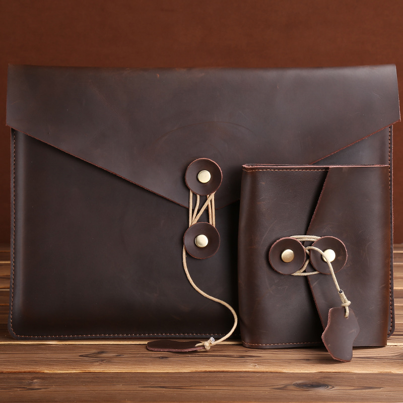 S080 Kožna clutch torba s unutarnjom pretinicom za računalo, vodootporna i otporna na udarce, unisex, za notebook/tablet