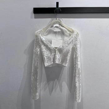 Cardigan dama stil franțuzesc, croi slim, mâneci lungi, decolteu în V, lungime scurtă, poliester 95%+