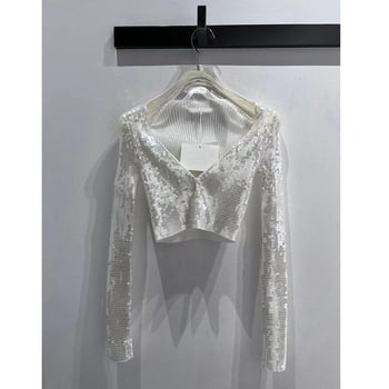 Cardigan dama stil franțuzesc, croi slim, mâneci lungi, decolteu în V, lungime scurtă, poliester 95%+