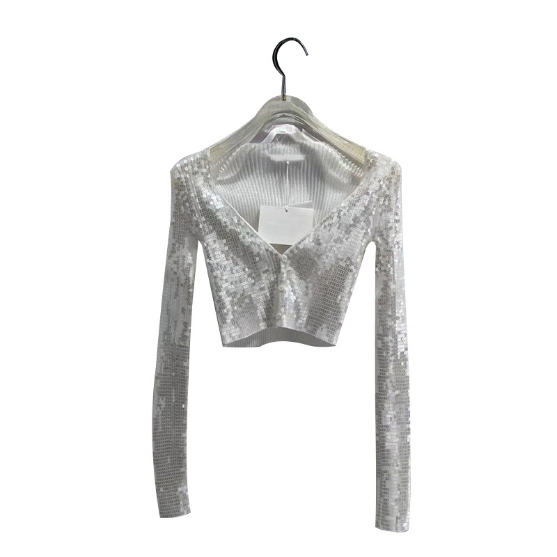 Cardigan dama stil franțuzesc, croi slim, mâneci lungi, decolteu în V, lungime scurtă, poliester 95%+
