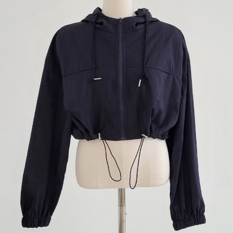 Cardigan-jachetă scurtă cu glugă din nylon, protecție UV UPF30+, vară 2026, stil street hipster, model solid