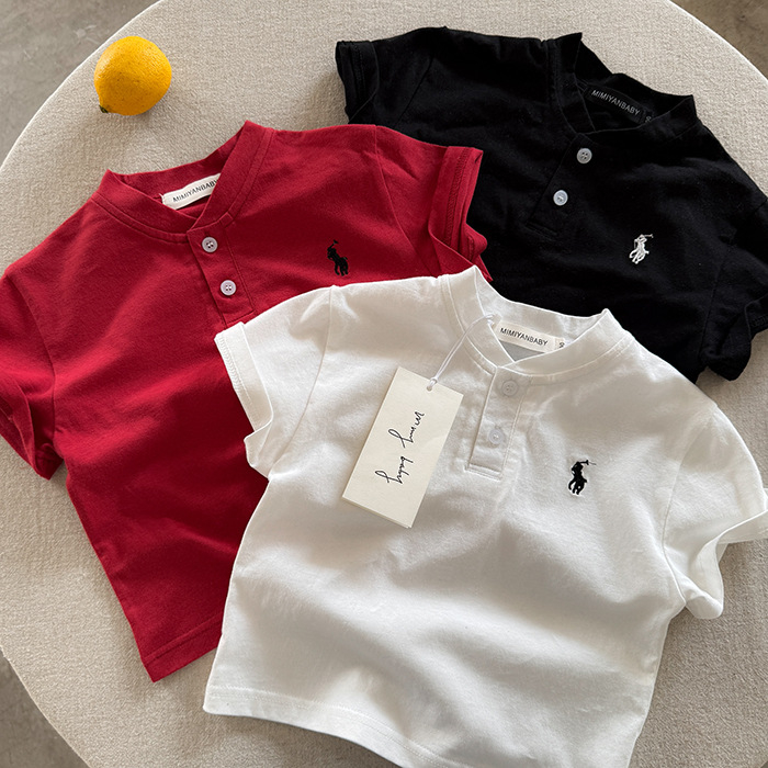 Tricou polo pentru copii cu dungi, bumbac, pentru copii 3–8 ani, vară 2025