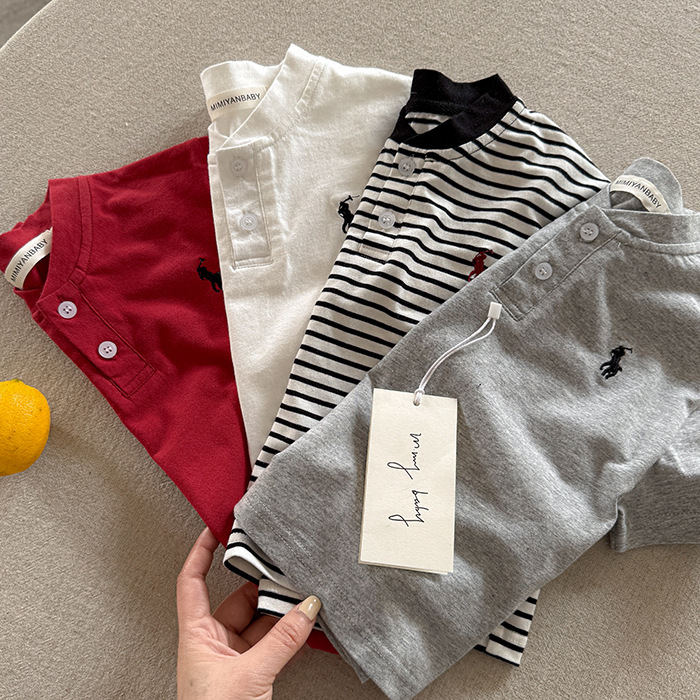 Tricou polo pentru copii cu dungi, bumbac, pentru copii 3–8 ani, vară 2025