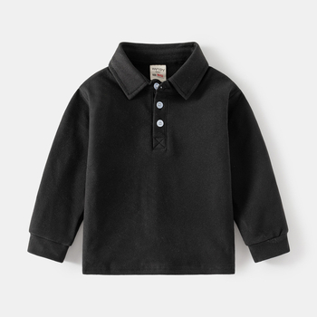 Tricou polo pentru copii cu mâneci lungi, stil coreean, dungi, țesătură din fibre chimice, pentru băieți, primăvară-toamnă