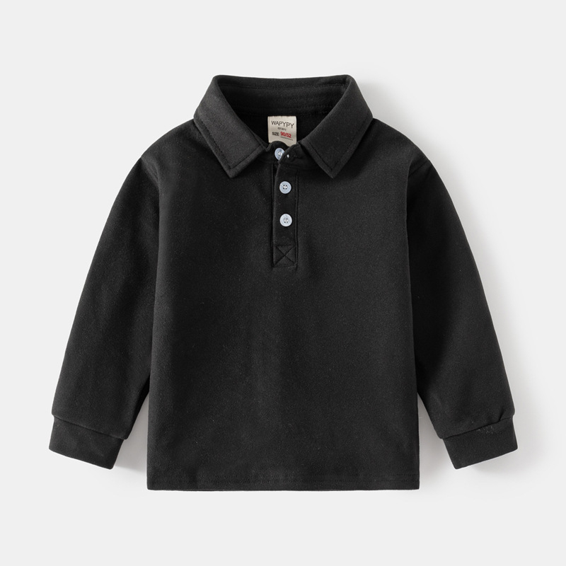 Tricou polo pentru copii cu mâneci lungi, stil coreean, dungi, țesătură din fibre chimice, pentru băieți, primăvară-toamnă