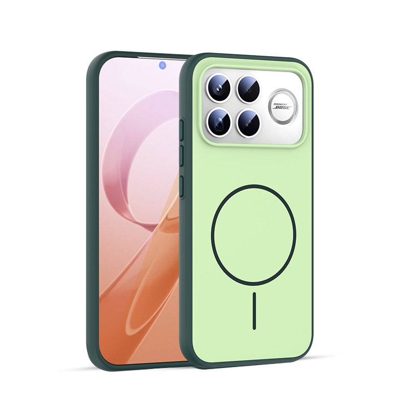 Carcasă de protecție Redmi K90 cu închidere magnetică, margine 2-în-1 moale și panou spate dur din acril, finisaj mat, antiamprente, două butoane metalice independente