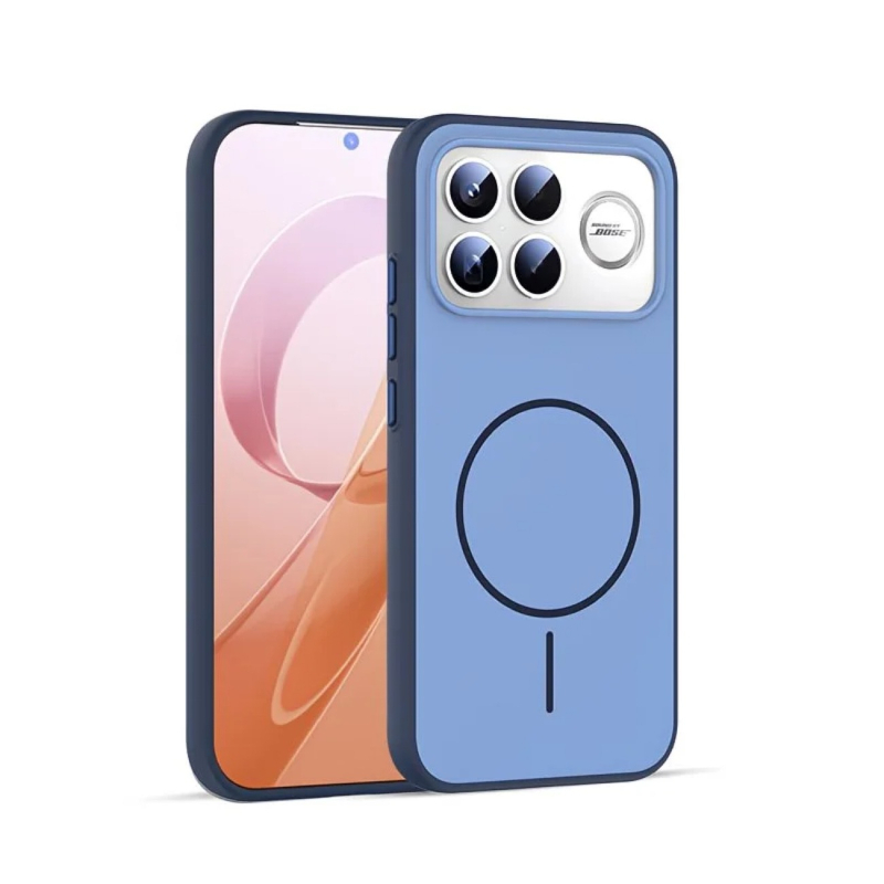 Carcasă de protecție Redmi K90 cu închidere magnetică, margine 2-în-1 moale și panou spate dur din acril, finisaj mat, antiamprente, două butoane metalice independente