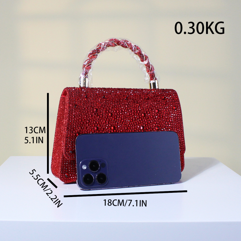 Estélyi táska PVC anyagból, kis négyzet alakú stílus, vízszintes forma, mágneszár, dokumentumrekesz, poliészter bélés