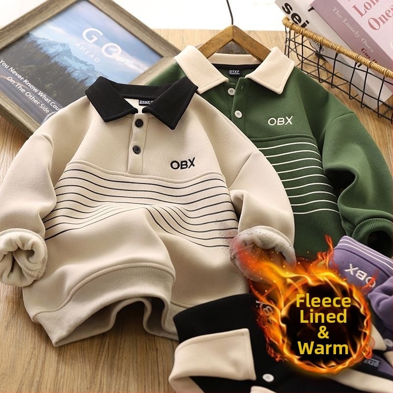 Παιδικό φλιζέ φούτερ με μακριά μανίκια, βαμβακερό ύφασμα, για τον χειμώνα