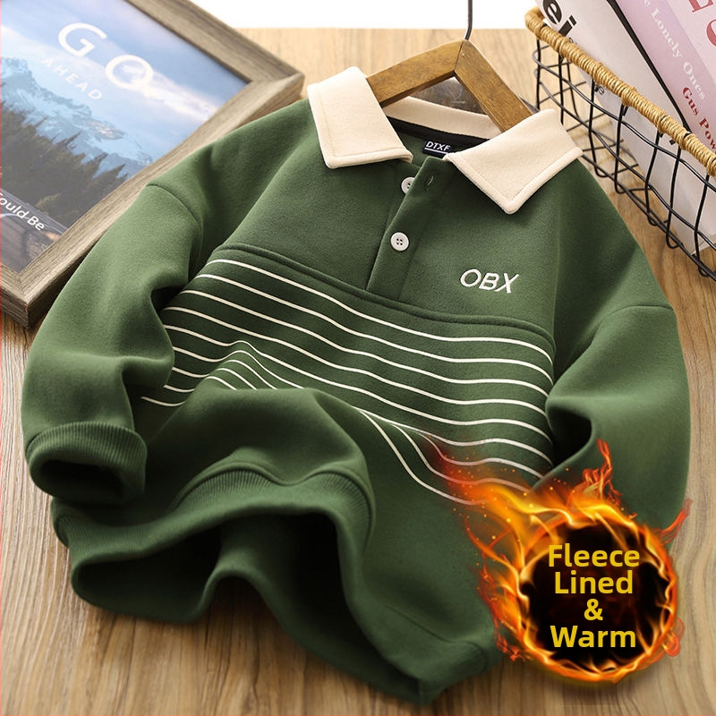 Παιδικό φλιζέ φούτερ με μακριά μανίκια, βαμβακερό ύφασμα, για τον χειμώνα