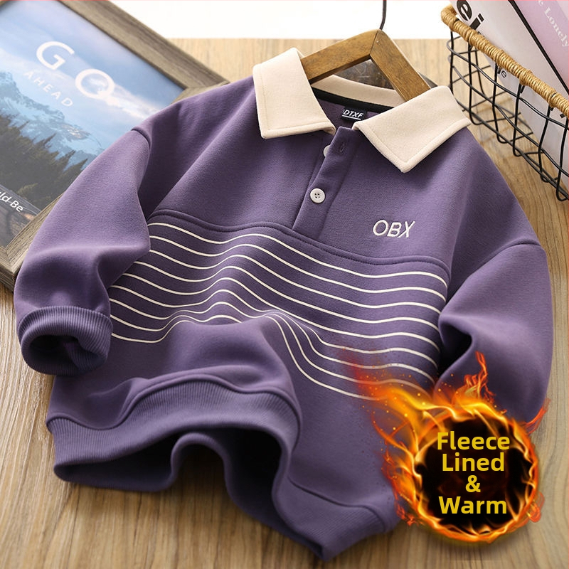 Παιδικό φλιζέ φούτερ με μακριά μανίκια, βαμβακερό ύφασμα, για τον χειμώνα