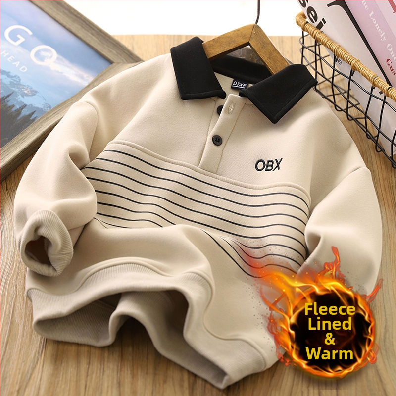 Παιδικό φλιζέ φούτερ με μακριά μανίκια, βαμβακερό ύφασμα, για τον χειμώνα