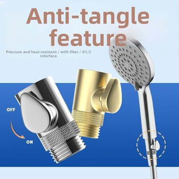 Κεφαλή ντους από χαλκό με βαλβίδα ελέγχου ροής, σωλήνας ψεκασμού κατά του στριψίματος, αντοχή σε πίεση και θερμοκρασία, βαλβίδα ασφαλείας με κουμπί διακοπής νερού, ολόκληρη από χαλκό
