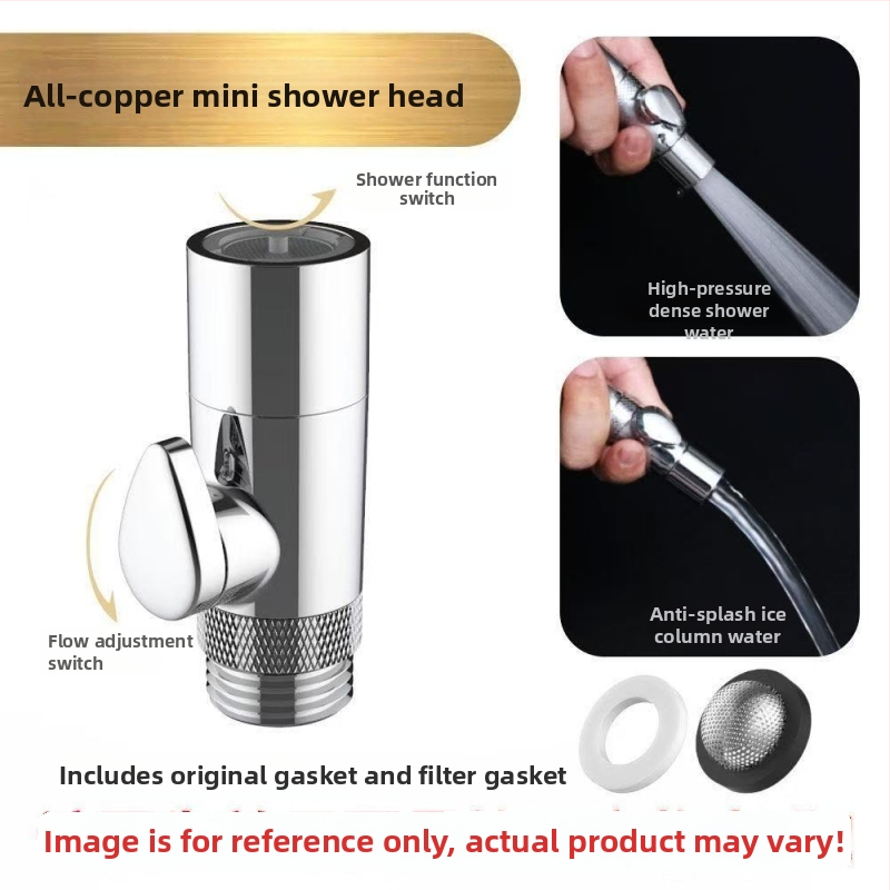 Κεφαλή ντους από χαλκό με βαλβίδα ελέγχου ροής, σωλήνας ψεκασμού κατά του στριψίματος, αντοχή σε πίεση και θερμοκρασία, βαλβίδα ασφαλείας με κουμπί διακοπής νερού, ολόκληρη από χαλκό