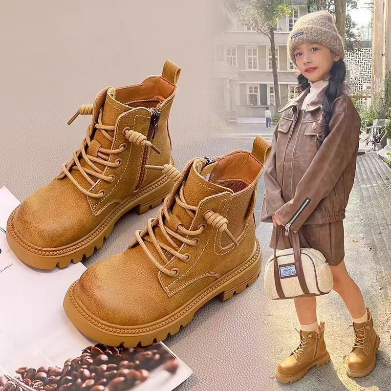 Dječje čizme za gležanj od sintetičke kože, vodootporne, niski kroj, britanski stil, unisex