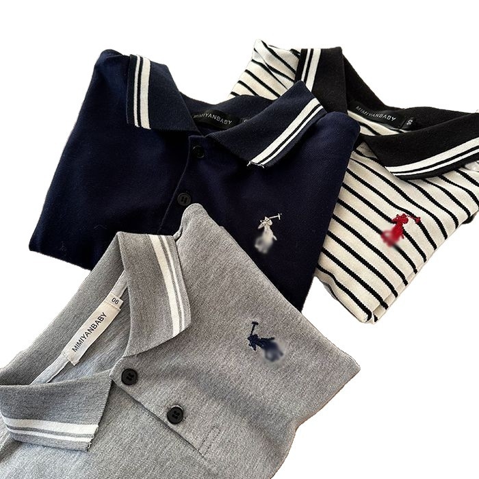 Polo majica, korejskog stila, prugasti uzorak, Hua Cotton tkanina, dugi rukavi