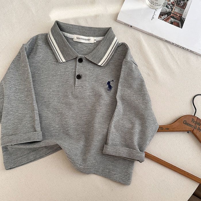 Polo majica, korejskog stila, prugasti uzorak, Hua Cotton tkanina, dugi rukavi